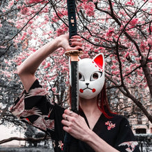 Load image into Gallery viewer, RED FLAME KITSUNE MASK
