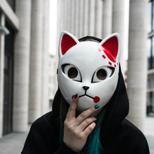 Load image into Gallery viewer, RED FLAME KITSUNE MASK