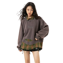 Load image into Gallery viewer, DUAL-LAYER PLAID SWEATSHIRT