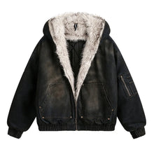 Load image into Gallery viewer, FUR LINED DENIM COAT
