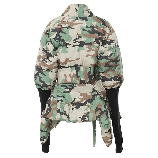 SCULPTED CAMO PUFFER COAT hover image