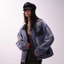 Load image into Gallery viewer, RETRO COLLAPSE DENIM JACKET