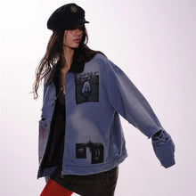 Load image into Gallery viewer, RETRO COLLAPSE DENIM JACKET