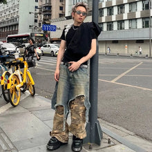 Load image into Gallery viewer, RIPPED DOUBLE DROP CAMO JEANS