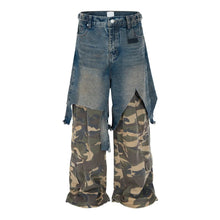 Load image into Gallery viewer, RIPPED DOUBLE DROP CAMO JEANS