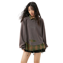 Load image into Gallery viewer, DUAL-LAYER PLAID SWEATSHIRT
