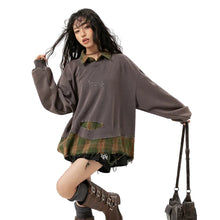 Load image into Gallery viewer, DUAL-LAYER PLAID SWEATSHIRT