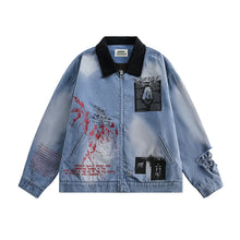 Load image into Gallery viewer, RETRO COLLAPSE DENIM JACKET