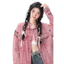 Load image into Gallery viewer, BLOOM SPLICED DENIM JACKET