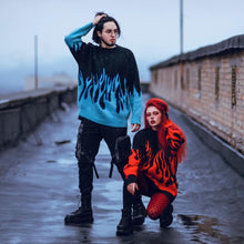 Load image into Gallery viewer, BLUE FLAME KNIT SWEATER
